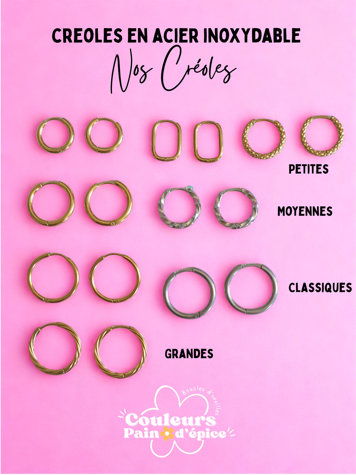 Creoles en acier inoxydable
