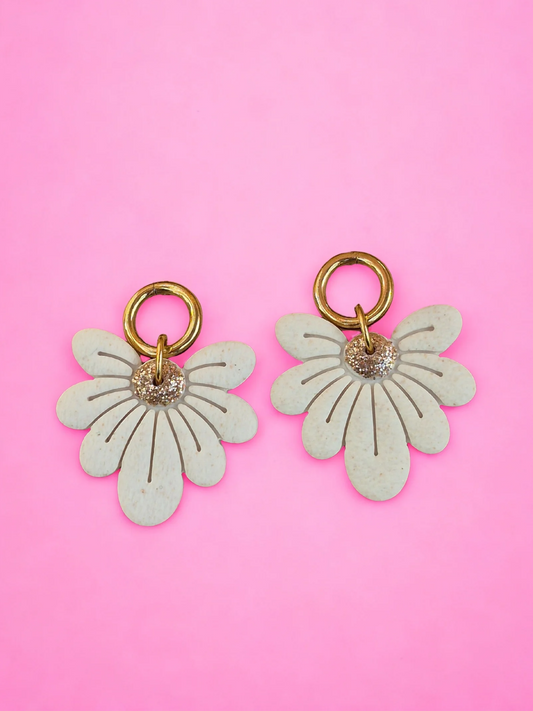 Boucles d'oreilles Elise - blanc cassé