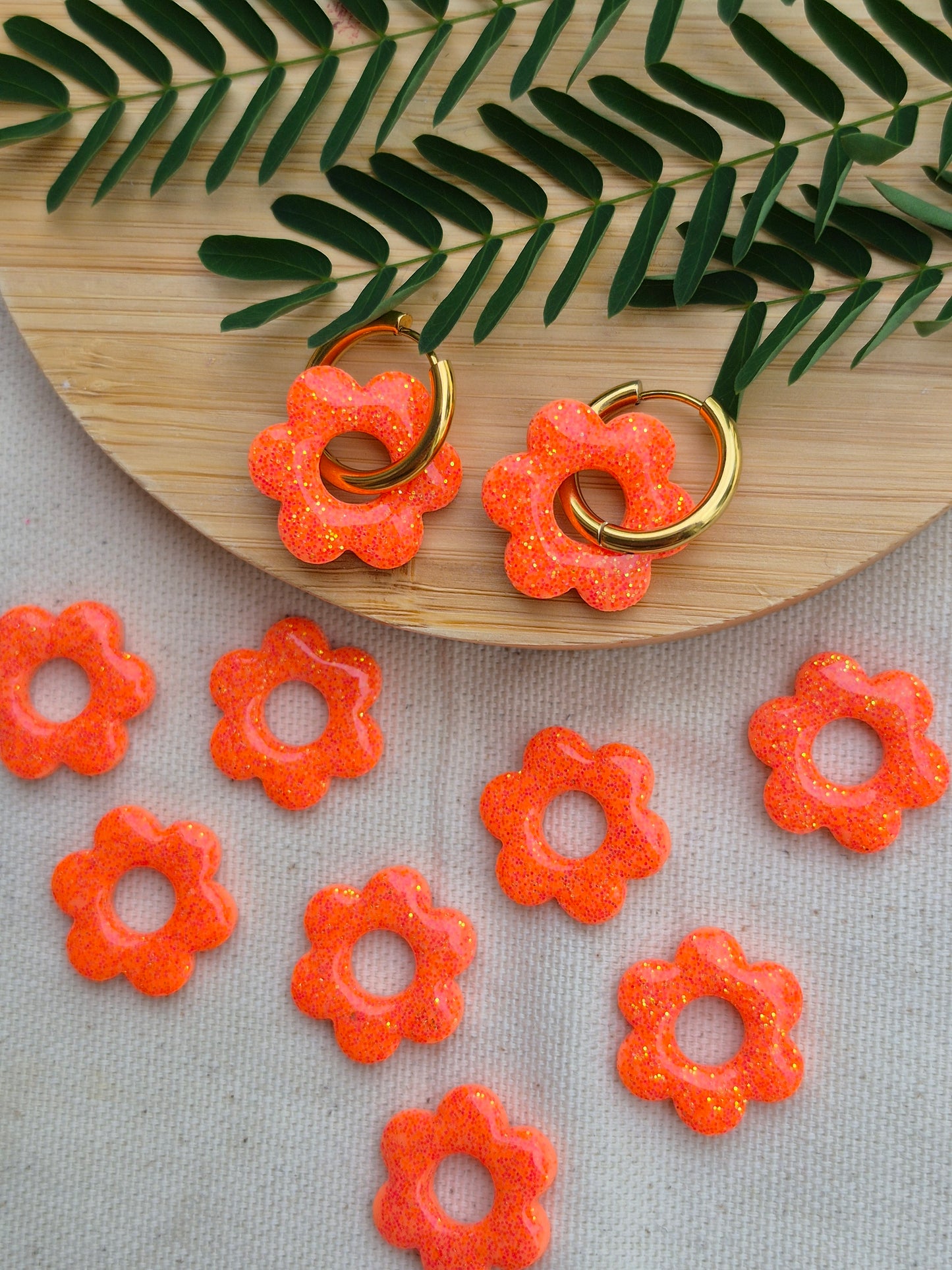 Pampilles Fleur - orange pailletée